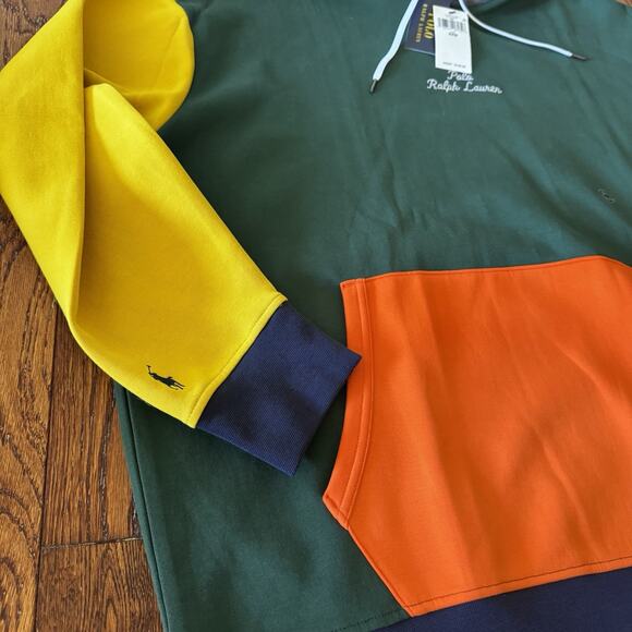 New Polo Ralph Lauren Color-Blocked Double Knit Hoodie Mens 2XB Big & Tall NWT - Picture 7 of 14